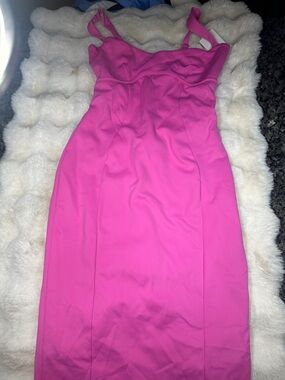 Good American Hot Pink Midi Bodycon Dress
